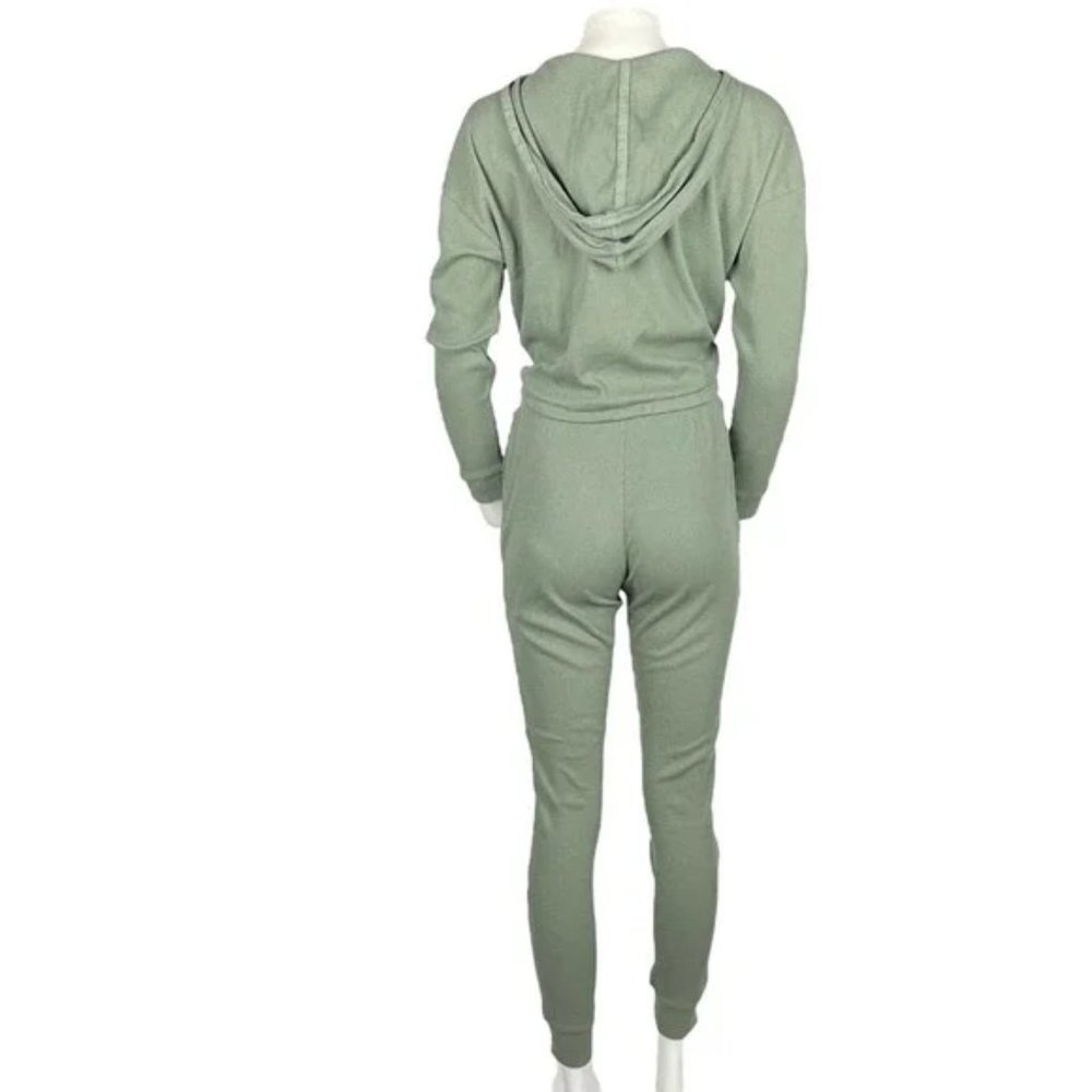 Fashion Nova Olive Waffle Knit Hoodie Jogger Set Small - Picture 4 of 10